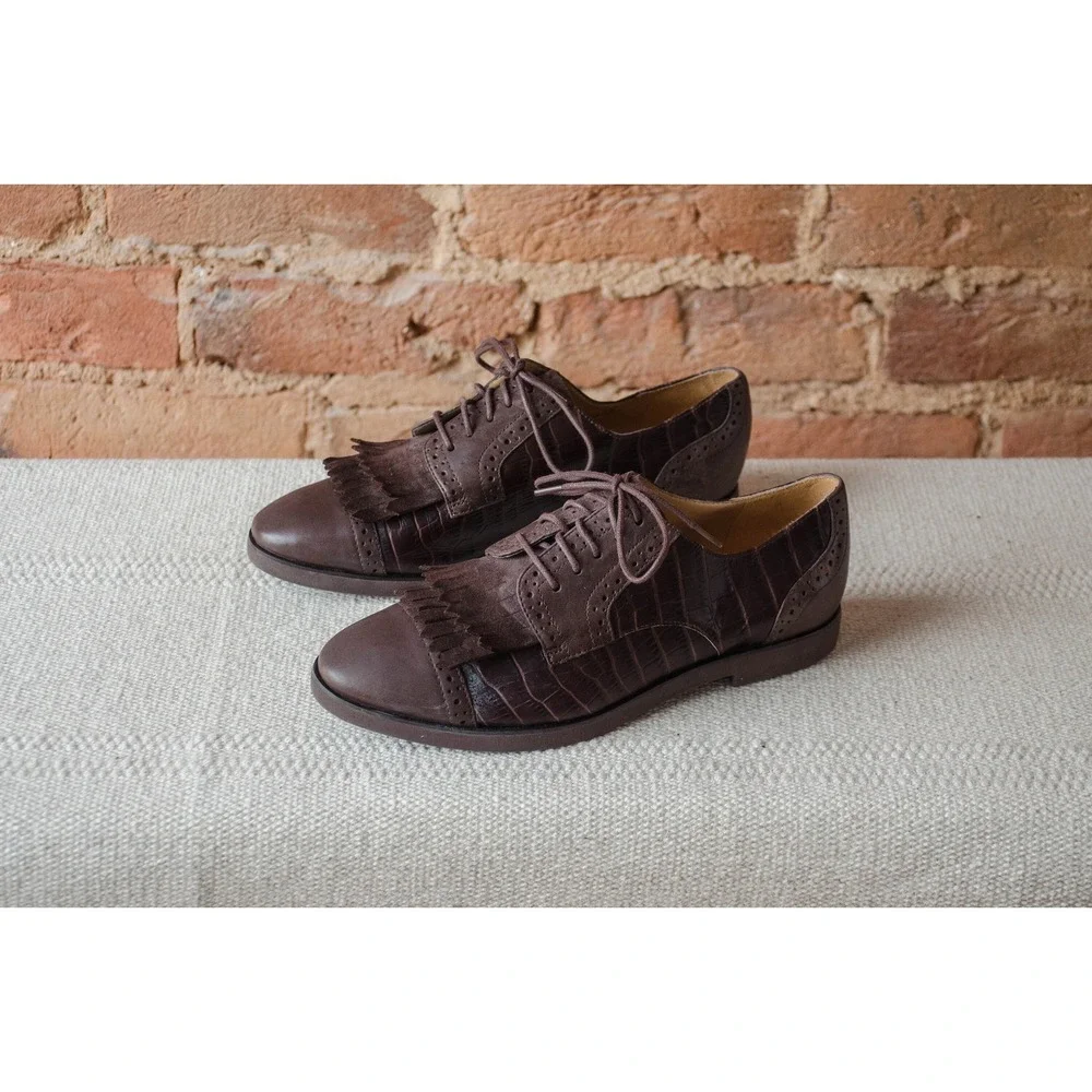 Enzo Angiolini vtg‎ brown leather lace up oxford shoes size 6.5